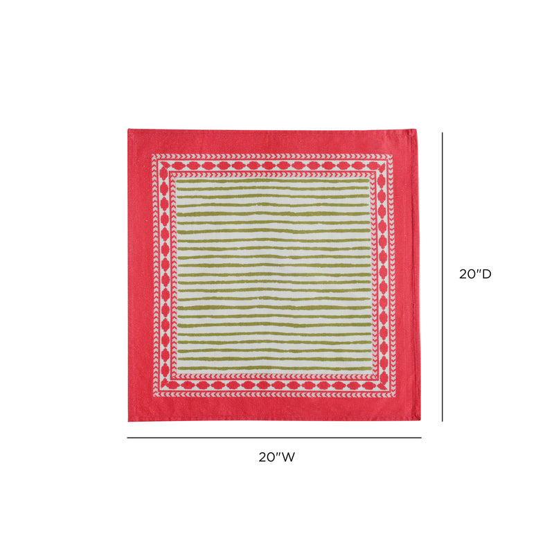 Crissy Cotton Canvas Printed Napkins - Set of 4 - Pink