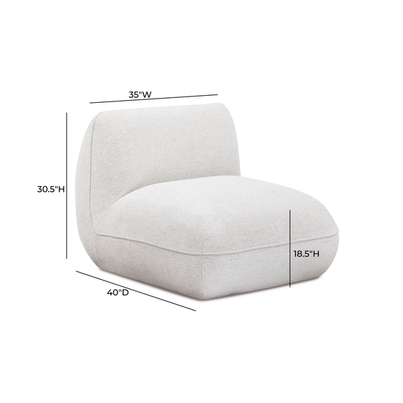 Arezza Stone White Contract-Grade Basketweave Chenille Armless Chair