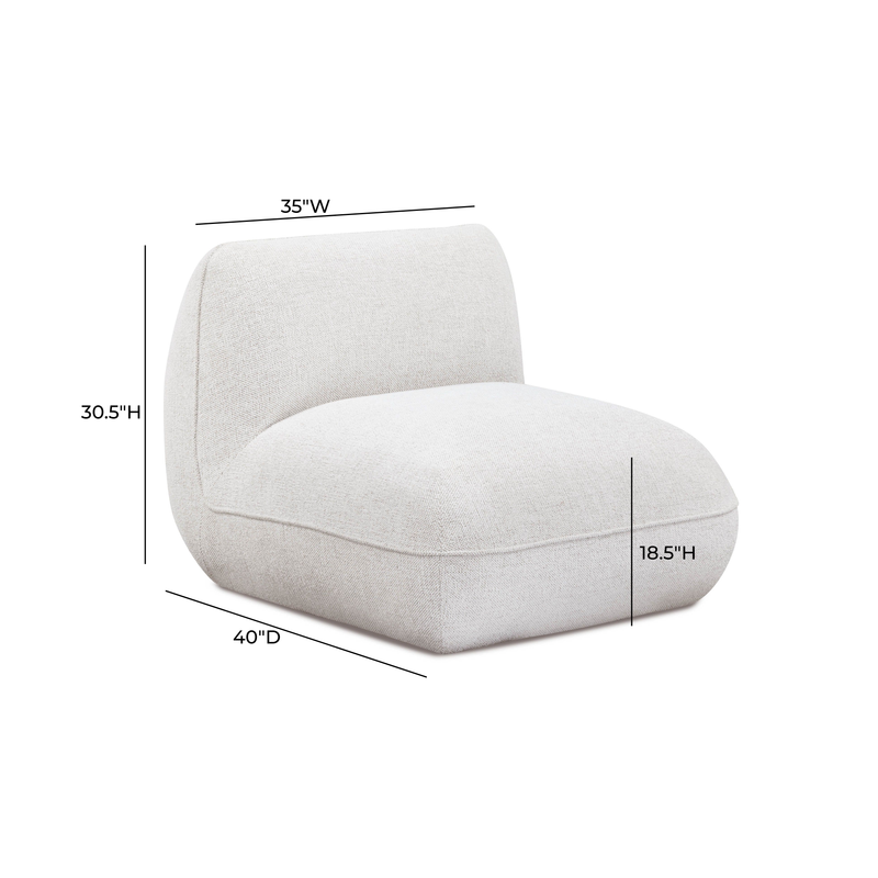 Arezza Stone White Contract-Grade Basketweave Chenille Armless Chair