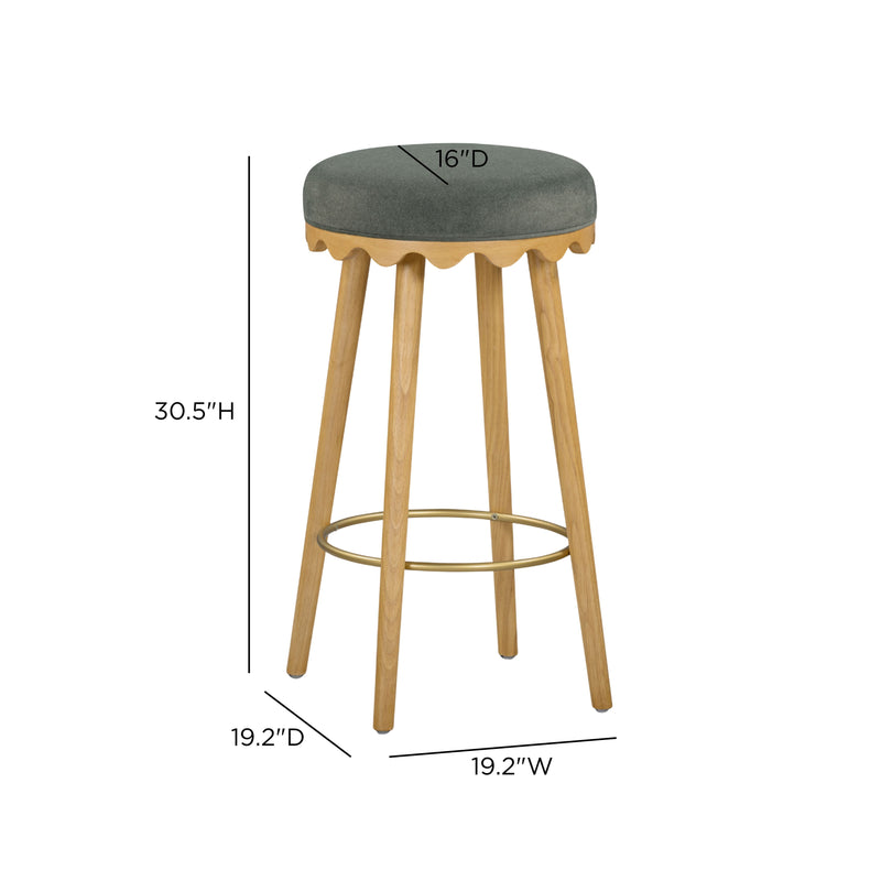 Oodle Performance Vegan Mohair Bar and Counter Stool - Green / Natural Ash / Bar Height