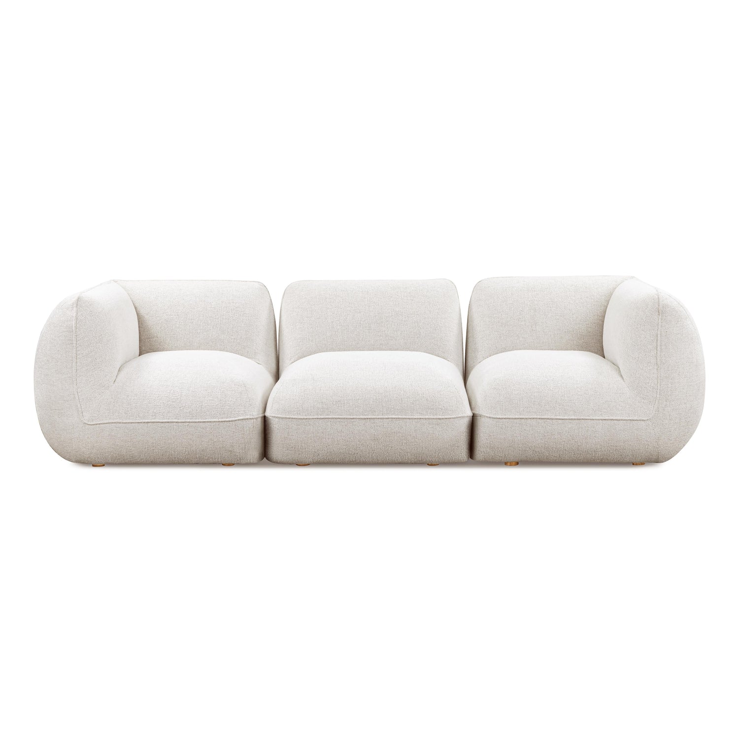 Arezza 115" Stone White Contract-Grade Basketweave Chenille Modular Sofa