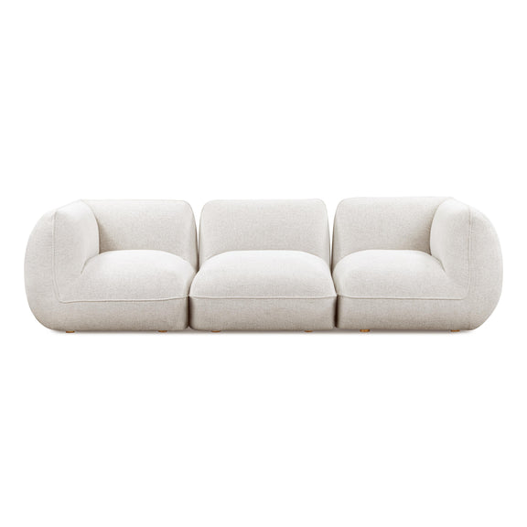 Arezza 115" Stone White Contract-Grade Basketweave Chenille Modular Sofa