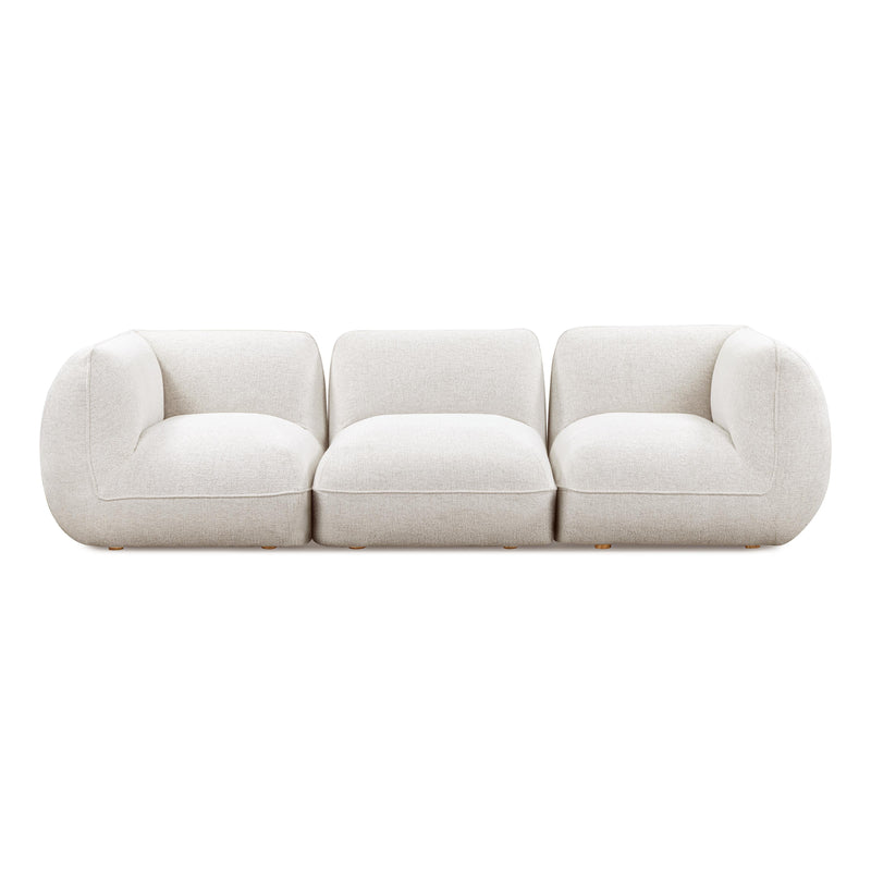 Arezza 115" Stone White Contract-Grade Basketweave Chenille Modular Sofa