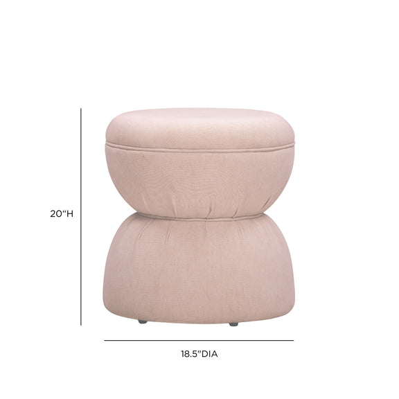 Tomlin Ruched Performance Fabric Game Ottoman - Light Pink