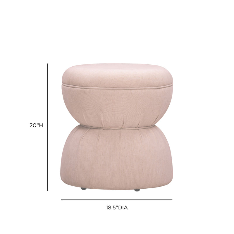 Tomlin Ruched Performance Fabric Game Ottoman - Light Pink