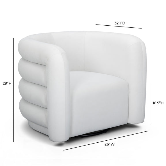 Curves Performance Velvet Swivel Accent Chair - Cream