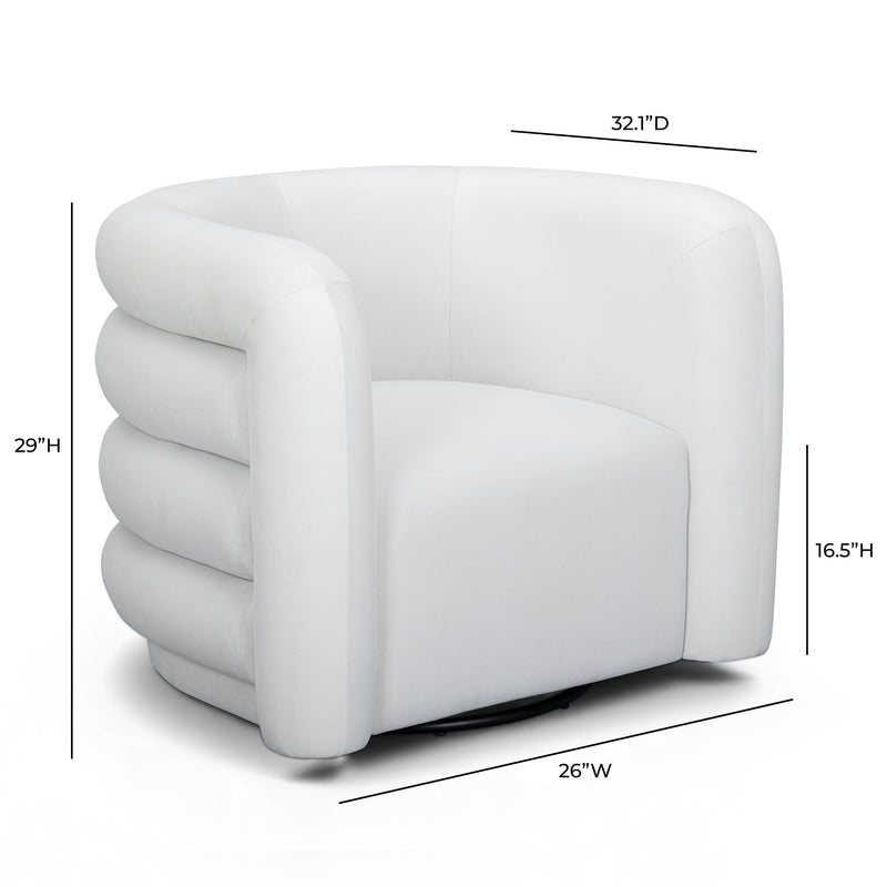 Curves Performance Velvet Swivel Accent Chair - Cream