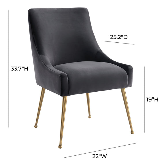 Beatrix Performance Velvet Dining Chair - Grey