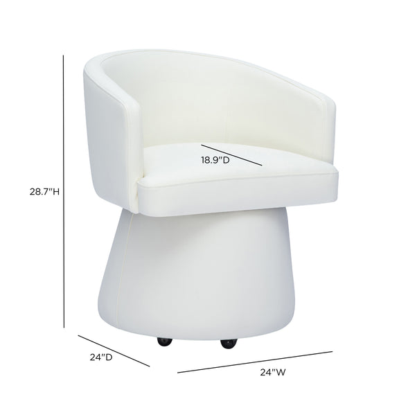 Kristen Rolling Desk Chair - Off-White