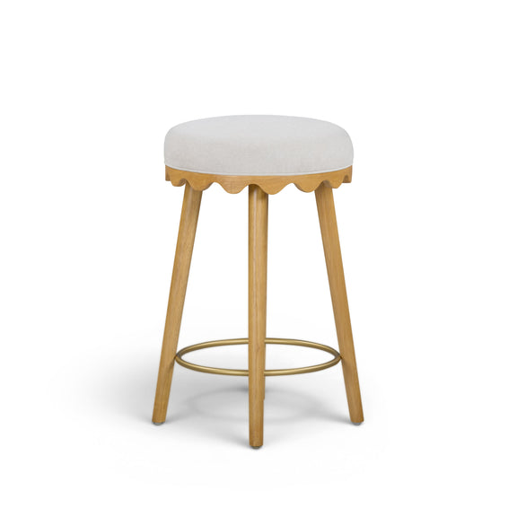 Oodle Performance Vegan Mohair Bar and Counter Stool - Cream / Natural Ash / Counter Height