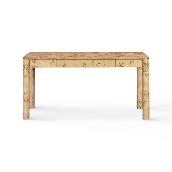 Berri 60" Natural Burl 3-Drawer Work Desk