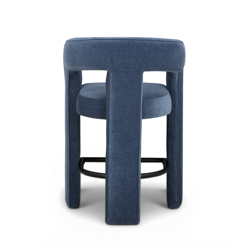 Malone Performance Chenille Stool - Blue Denim / Counter Height
