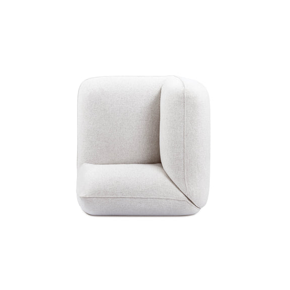 Arezza Stone White Contract-Grade Basketweave Chenille Corner Chair