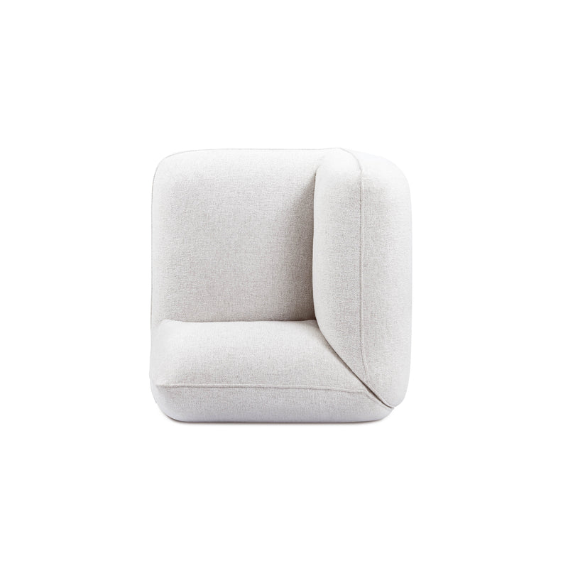 Arezza Stone White Contract-Grade Basketweave Chenille Corner Chair