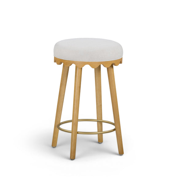 Oodle Performance Vegan Mohair Bar and Counter Stool - Cream / Natural Ash / Counter Height