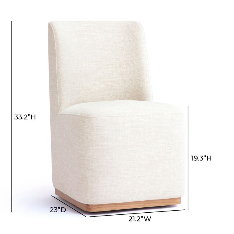 Melissa Performance Fabric Rolling Dining Chair - Cream