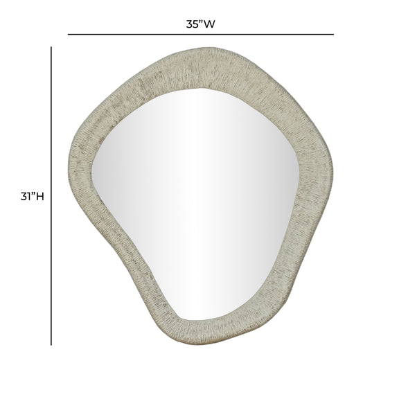 Orpheus 35"X31" Ribbed Faux Stone Wall Mirror