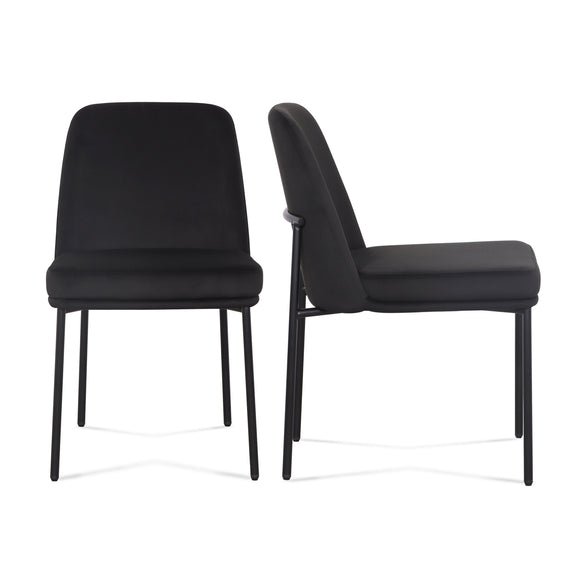 Sydney Performance Velvet Dining Chair - Set of 2 - Black