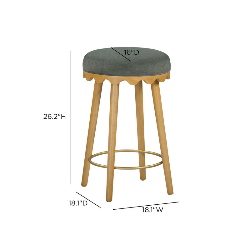 Oodle Performance Vegan Mohair Bar and Counter Stool - Green / Natural Ash / Counter Height