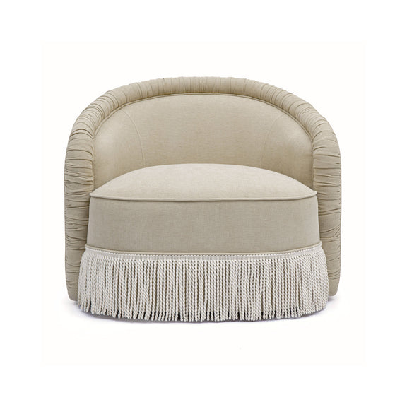 Pamela Tasseled Lounge Accent Chair - Tan