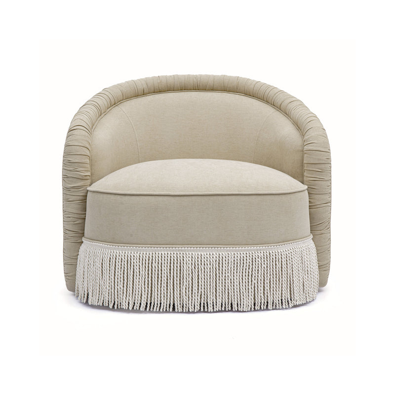 Pamela Tasseled Lounge Accent Chair - Tan