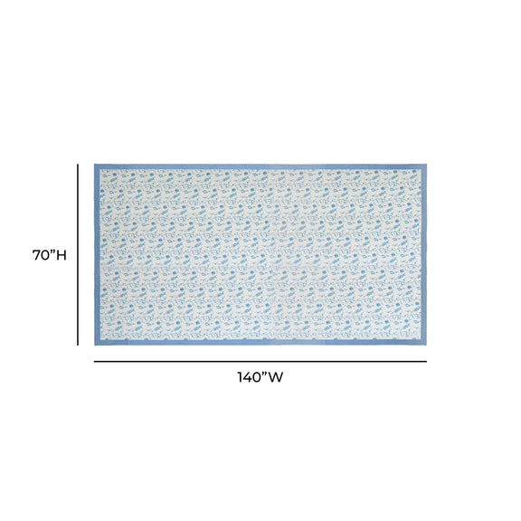 Dolce Natural Cotton Table Cloth - Baby Blue / 70" x 140"