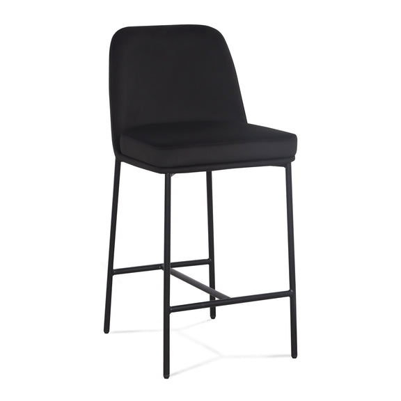 Sydney Performance Velvet Counter Stool Set of 2 - Black
