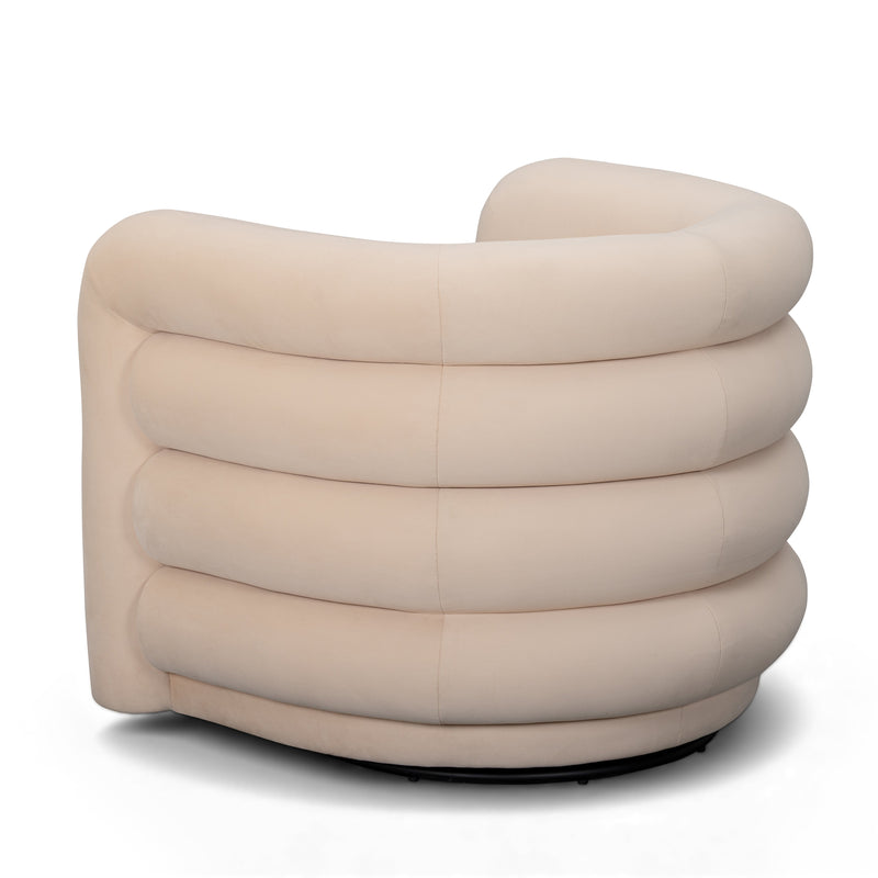 Curves Performance Velvet Swivel Accent Chair - Peach
