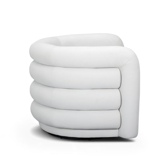 Curves Performance Velvet Swivel Accent Chair - Cream