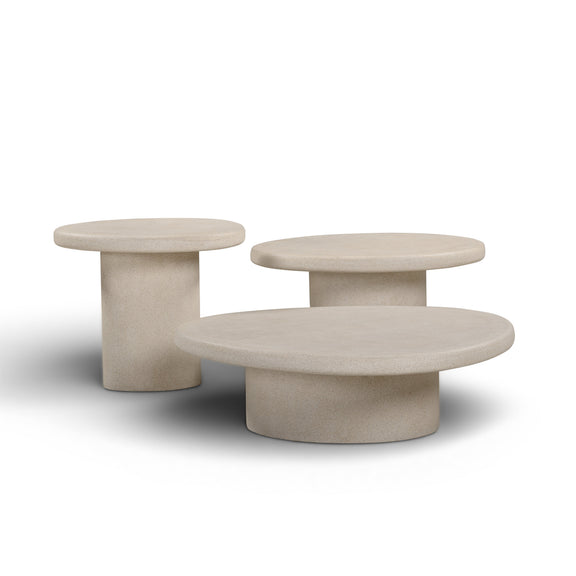 Jade Concrete Indoor/Outdoor Nesting Coffee Table Set - Cream