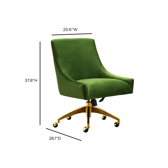 Beatrix Performance Velvet Office Swivel Chair - Green