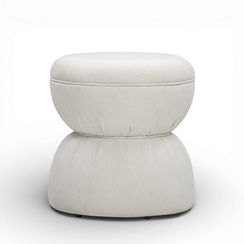 Tomlin Ruched Performance Fabric Game Ottoman - Cream