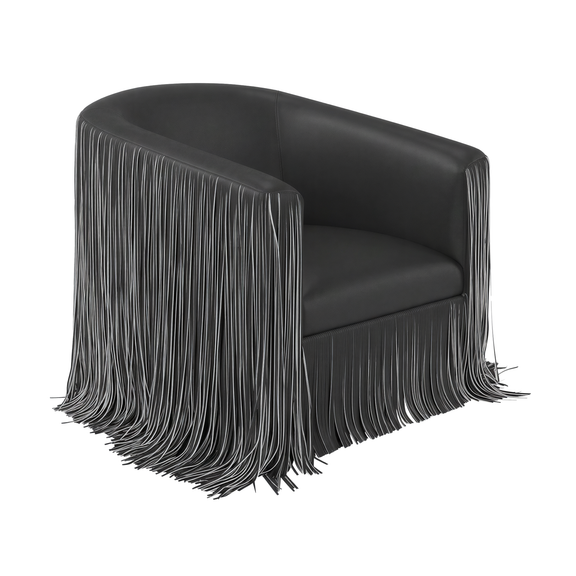 Shag Me Performance Vegan Leather Swivel Accent Chair - Black and White
