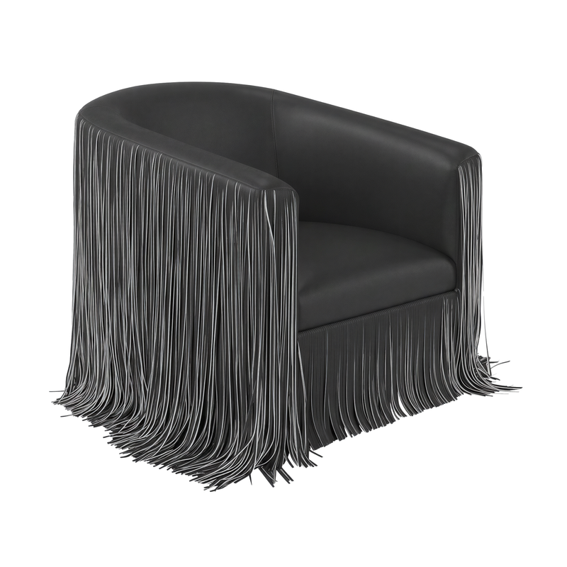 Shag Me Performance Vegan Leather Swivel Accent Chair - Black and White