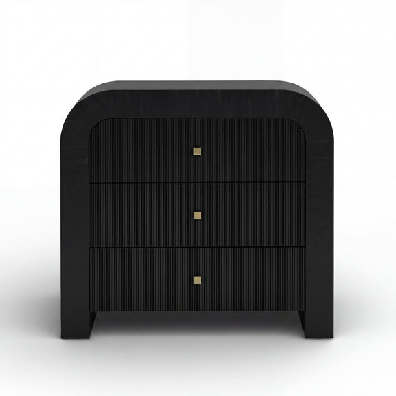 Hump 38" Arched 3-Drawer Bedside Chest - Black
