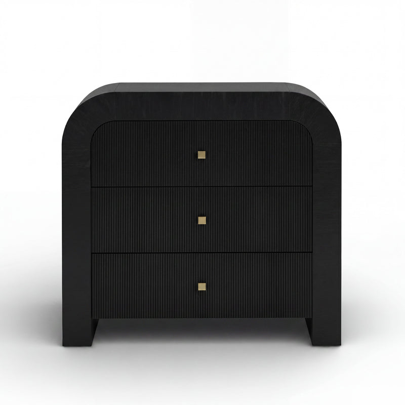 Hump 38" Arched 3-Drawer Bedside Chest - Black