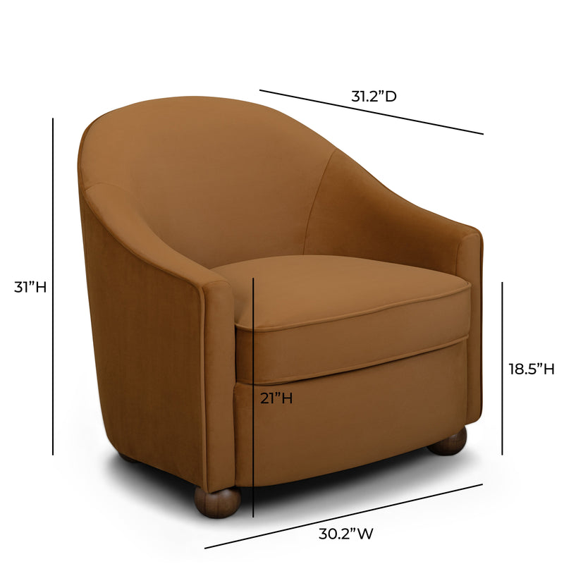 Cettie Performance Velvet Accent Chair - Cognac