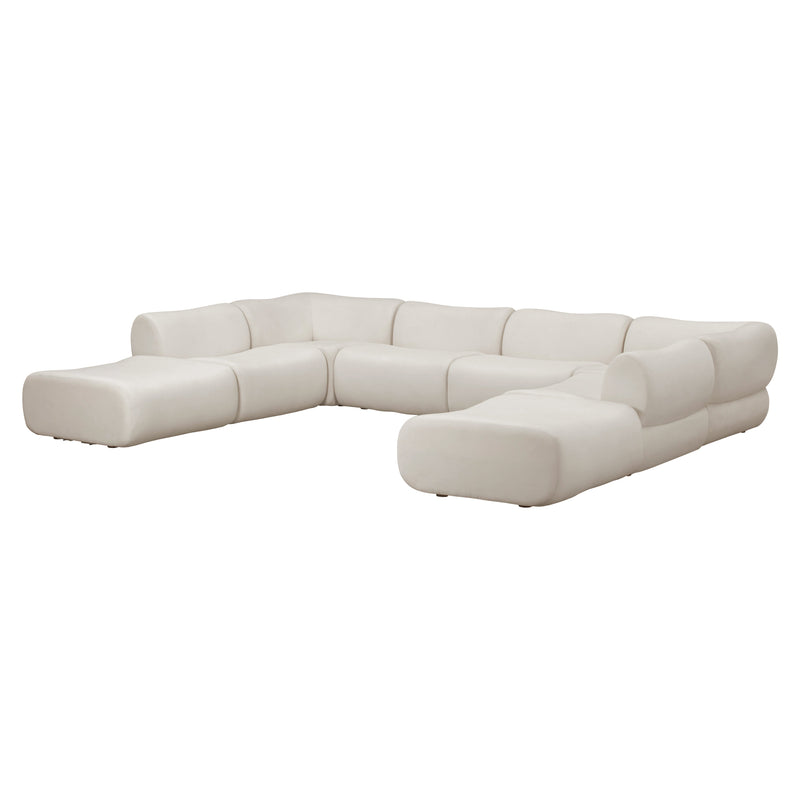 Zenith 8-Piece Contract-Grade Upcycled Fabric Modular U-Sectional - Cream