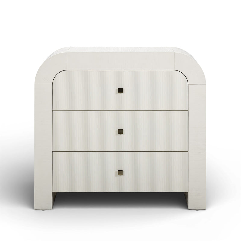 Hump 38" Arched 3-Drawer Bedside Chest - White