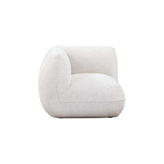 Arezza Stone White Contract-Grade Basketweave Chenille Corner Chair