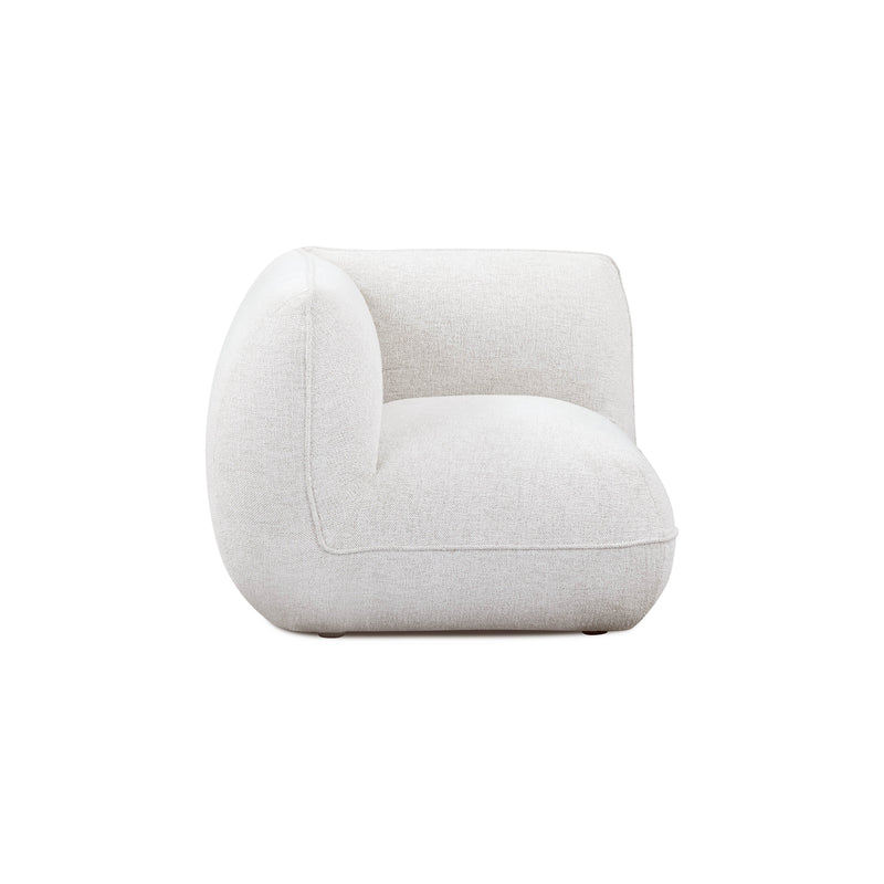 Arezza Stone White Contract-Grade Basketweave Chenille Corner Chair