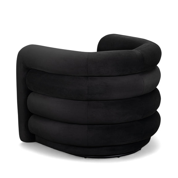 Curves Performance Velvet Swivel Accent Chair - Black