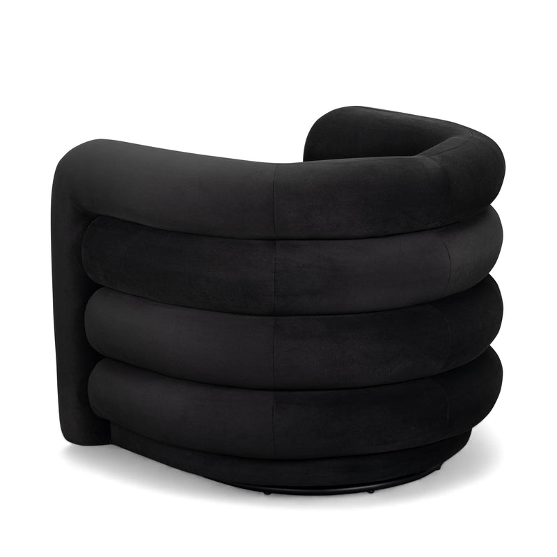 Curves Performance Velvet Swivel Accent Chair - Black