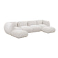 Arezza Stone White Contract-Grade Basketweave Chenille Modular U-Chaise Sectional