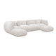 Arezza Stone White Contract-Grade Basketweave Chenille Modular U-Chaise Sectional