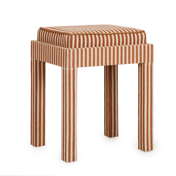 Kora Cotton Jute Contract-Grade Accent Stool - Terracotta