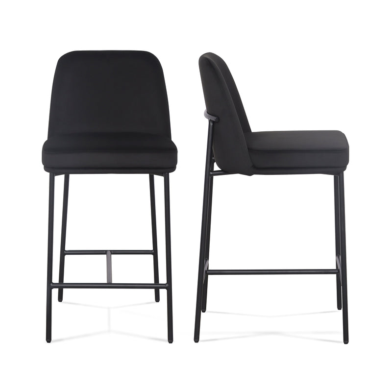 Sydney Performance Velvet Counter Stool Set of 2 - Black