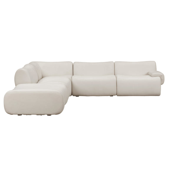 Zenith 5-Piece Contract-Grade Upcycled Fabric Modular Sectional - Cream / RAF