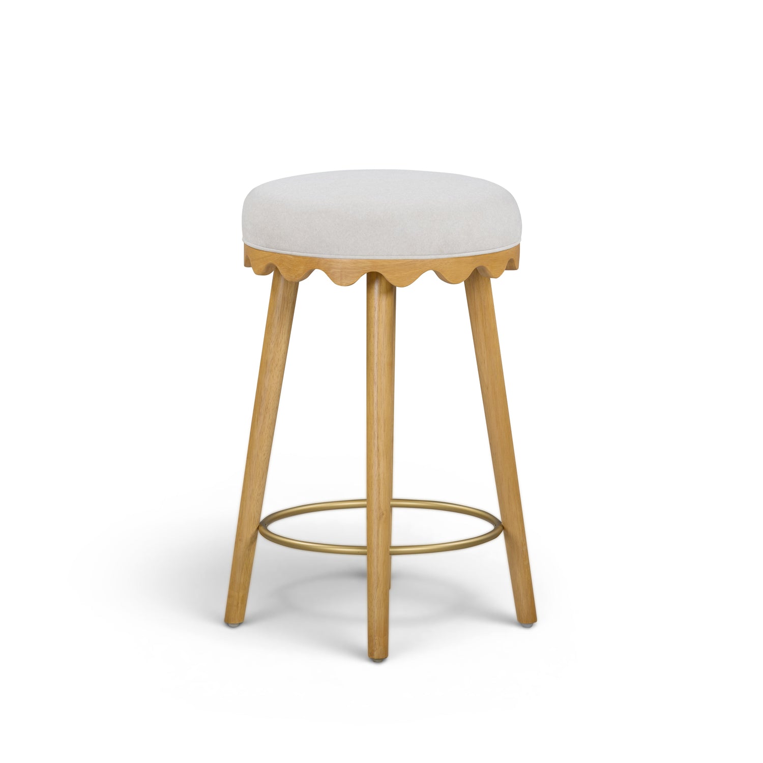Oodle Performance Vegan Mohair Bar and Counter Stool - Cream / Natural Ash / Counter Height