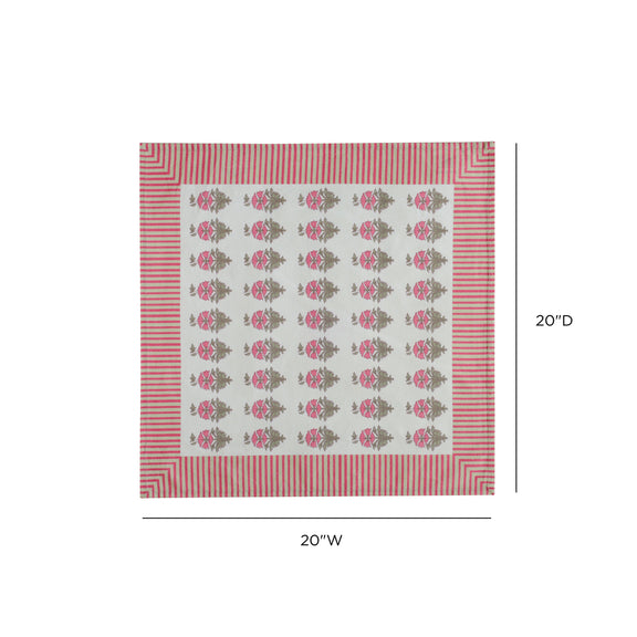 Crissy Cotton Canvas Printed Napkins - Set of 4 - Pink Vintage Floral